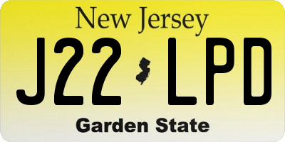 NJ license plate J22LPD