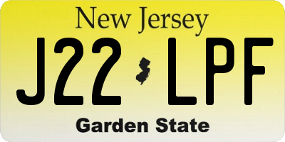 NJ license plate J22LPF