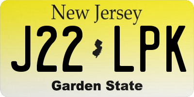NJ license plate J22LPK