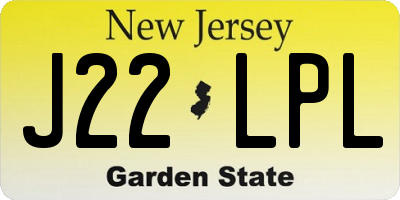 NJ license plate J22LPL