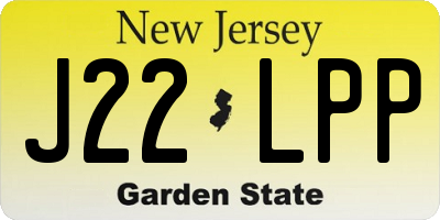 NJ license plate J22LPP