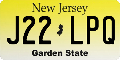 NJ license plate J22LPQ