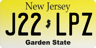 NJ license plate J22LPZ