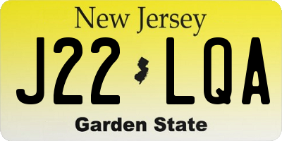 NJ license plate J22LQA