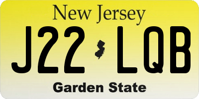 NJ license plate J22LQB