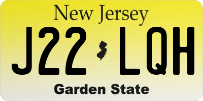 NJ license plate J22LQH