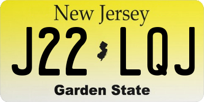 NJ license plate J22LQJ
