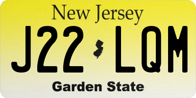 NJ license plate J22LQM