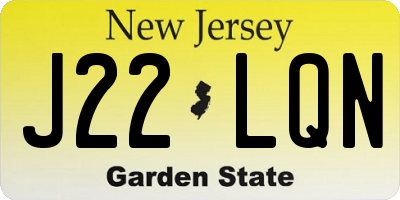 NJ license plate J22LQN