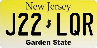 NJ license plate J22LQR