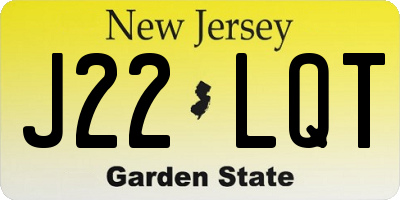 NJ license plate J22LQT