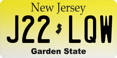 NJ license plate J22LQW