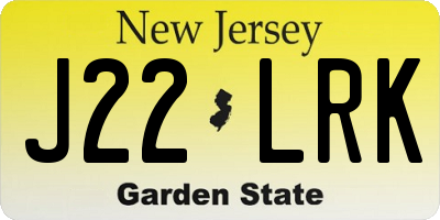 NJ license plate J22LRK