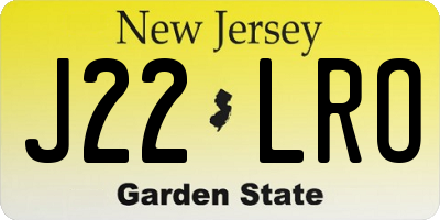 NJ license plate J22LRO