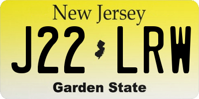 NJ license plate J22LRW