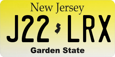 NJ license plate J22LRX