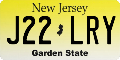 NJ license plate J22LRY