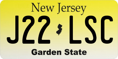 NJ license plate J22LSC