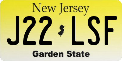 NJ license plate J22LSF