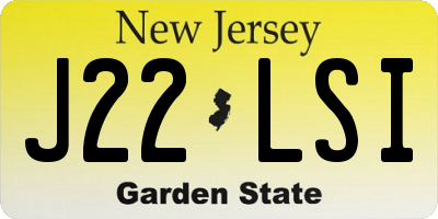 NJ license plate J22LSI