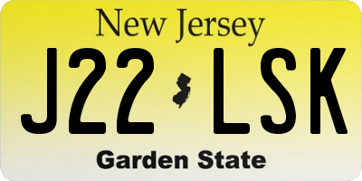 NJ license plate J22LSK