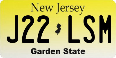 NJ license plate J22LSM