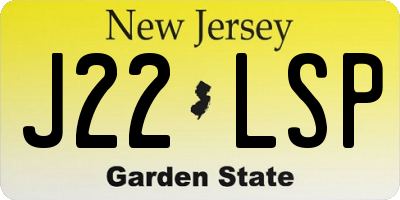 NJ license plate J22LSP