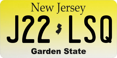 NJ license plate J22LSQ