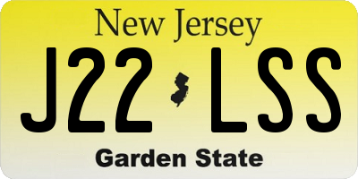 NJ license plate J22LSS