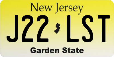 NJ license plate J22LST