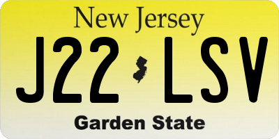 NJ license plate J22LSV