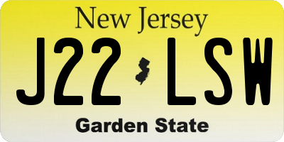 NJ license plate J22LSW