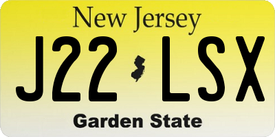 NJ license plate J22LSX