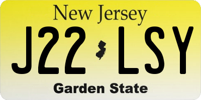 NJ license plate J22LSY