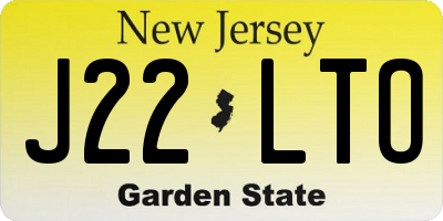 NJ license plate J22LTO