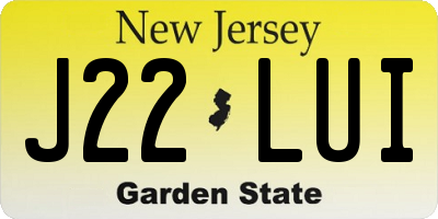 NJ license plate J22LUI
