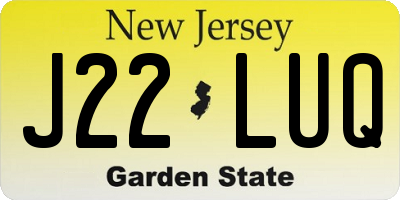 NJ license plate J22LUQ