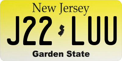 NJ license plate J22LUU