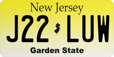 NJ license plate J22LUW