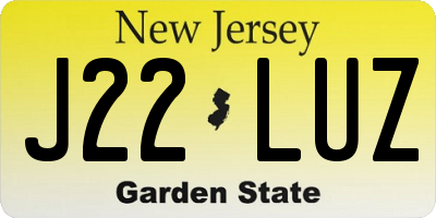 NJ license plate J22LUZ