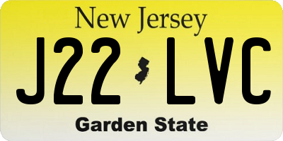 NJ license plate J22LVC