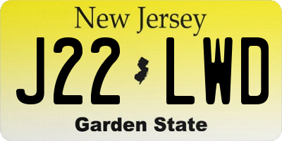 NJ license plate J22LWD