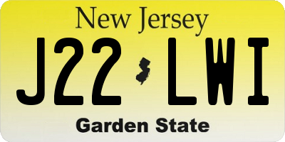 NJ license plate J22LWI