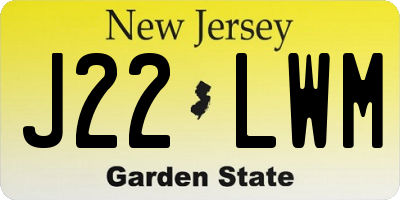 NJ license plate J22LWM