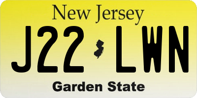 NJ license plate J22LWN