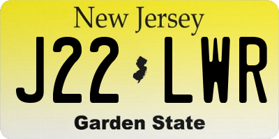 NJ license plate J22LWR