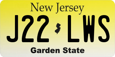 NJ license plate J22LWS