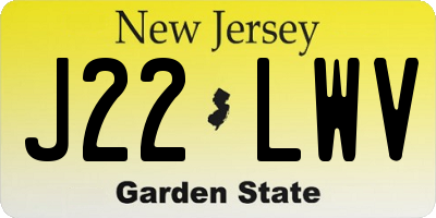 NJ license plate J22LWV