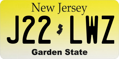 NJ license plate J22LWZ