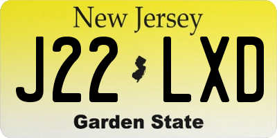 NJ license plate J22LXD